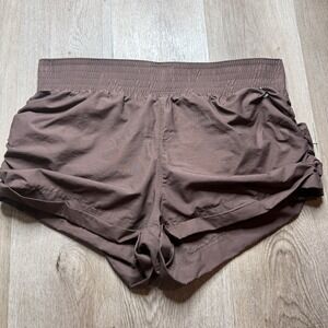 Free People Movement Shorts Womens L Ruched Brown Active Walking Running Casual